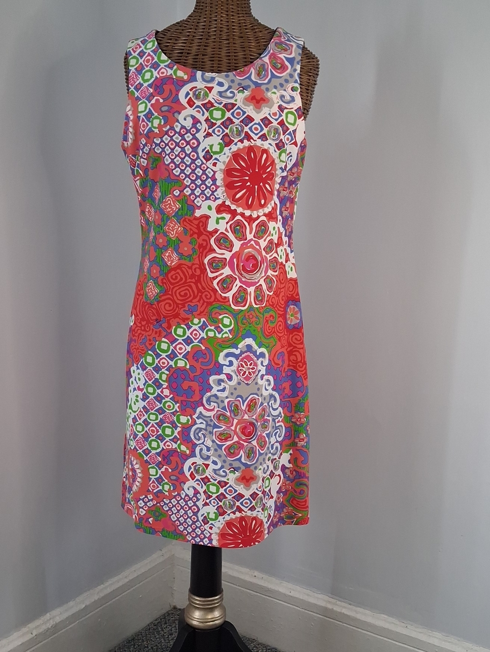 Jude Connally Coral Red Floral Sleeveless Shift